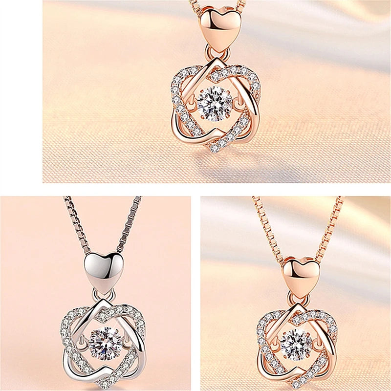 Rose Gold Necklace for Wife Valentine's Day Gift Women Ladies Gift Heart Pendant Necklace Women Collares Girl Necklace Jewelry