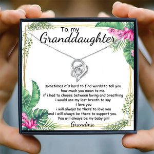 Christmas Gift for Granddaughter Necklace Women Fashion Jewelry Heart Pendant Necklace Female Chain Necklace Birthday Family
