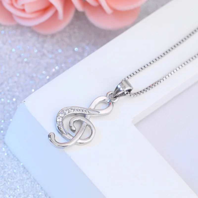 Music Note Pendant Necklace for Niece Gift Crystal Choker Necklaces Pendants Women Clavicle Chain Lady Feminino Collar Christmas