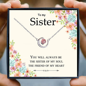Chain Necklace Sister Women Moon Crystal Red Pink Beads Horn Crescent Pendant Necklace Friendship Gift Necklace Female Jewelry