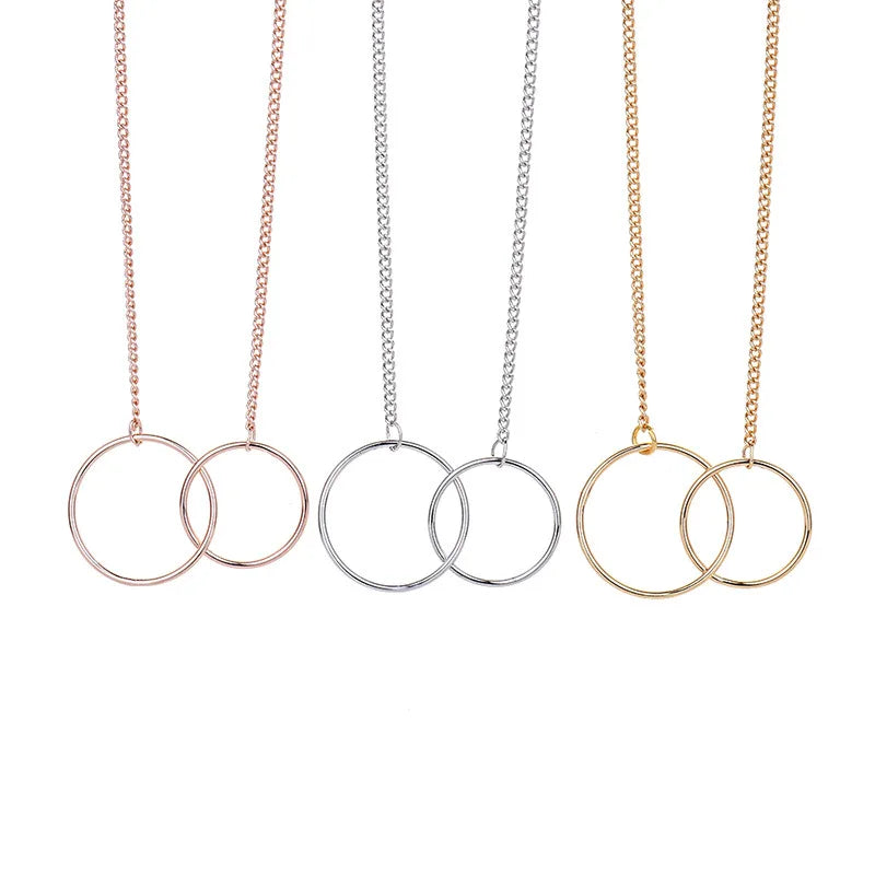 Rose Gold Necklace Women Mother Daughter Chain Jewelry Circle Strip Chain Necklaces Collares Kolye Bijoux Femme Choker Necklace