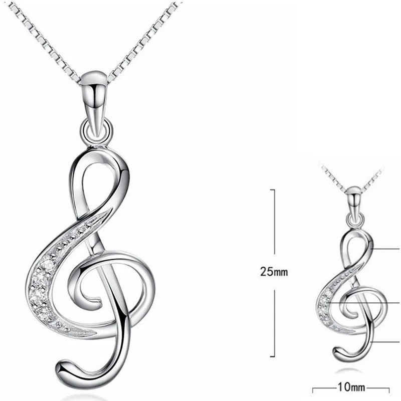 Music Note Pendant Necklace for Niece Gift Crystal Choker Necklaces Pendants Women Clavicle Chain Lady Feminino Collar Christmas