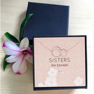 Sister Necklace Besite Gifts Women Two Interlocking Infinity Circles Pendant Necklaces Birthday Gifts Soul Jewelry Birthday Gift