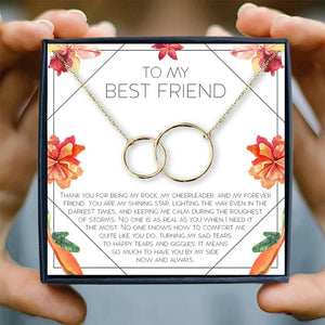 Rose Gold Necklace Friendship Women Infinity Double Circles Pendant Two Interlocking Choker Necklaces & Pendant Best Friend Gift