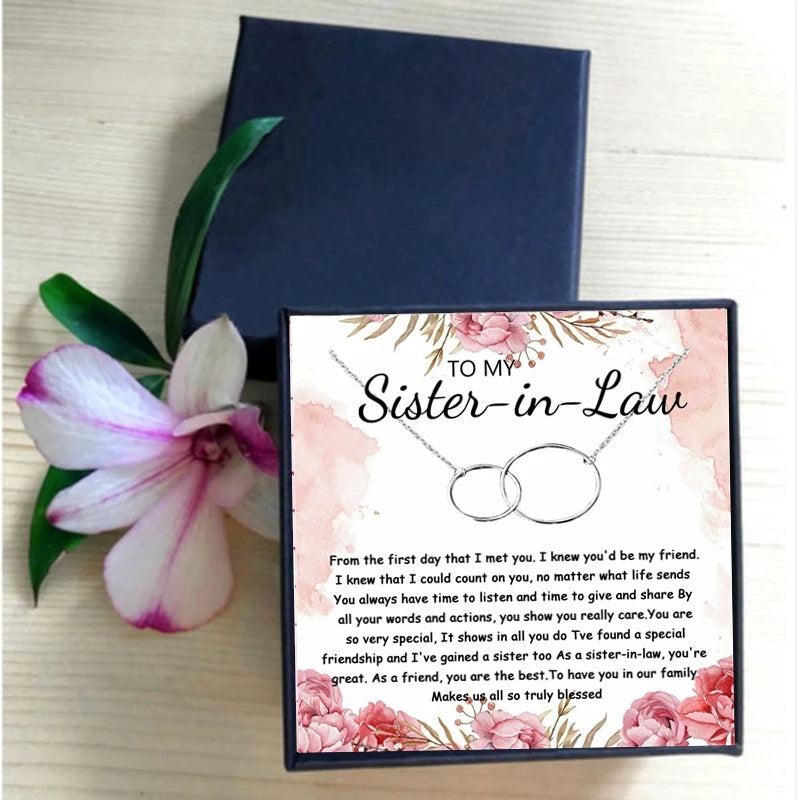 Sister in Law Necklace Girly Rose Gold Circle Pendant Necklace Friendship Chain Necklaces Women Birthday Sister Gift Best Friend