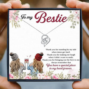 To My Bestie Gift Necklace for Sister Friendship Necklace for Women Crystal Heart Necklace Female Best Friend Christmas Gifts