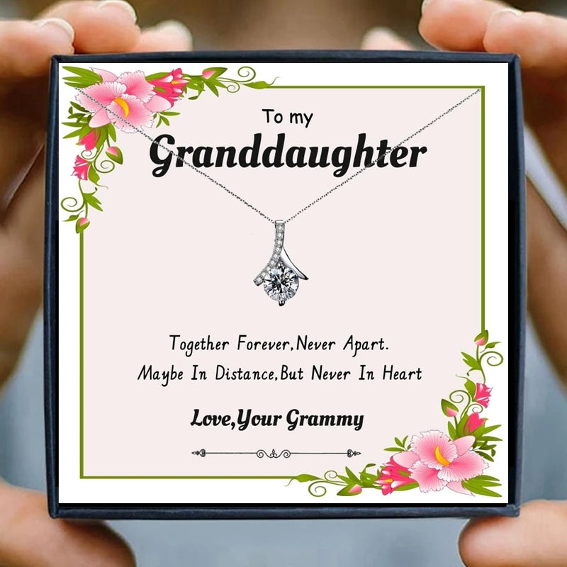 Gifts for Granddaughter Necklace in Law Necklace Crystal Chain Necklaces for Women Pendant Jewelry Christmas Collares Bijoux