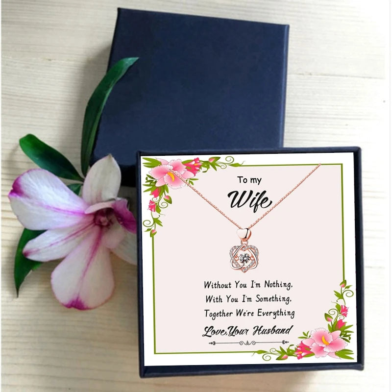 Rose Gold Necklace for Wife Valentine's Day Gift Women Ladies Gift Heart Pendant Necklace Women Collares Girl Necklace Jewelry