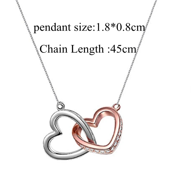 Soulmate Necklaces for Wife Gift Women Heart Pendant Necklace Female Girl Crystal Infinity Necklace Gifts Wife Lovers Jewelry