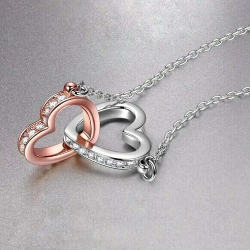 Soulmate Necklaces for Wife Gift Women Heart Pendant Necklace Female Girl Crystal Infinity Necklace Gifts Wife Lovers Jewelry