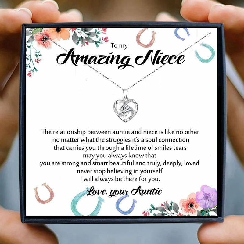 Niece Necklace Jewelry Gifts Crystal Pendant Necklace Women Necklaces Pendants Aunt Uncle Gifts Birthday Presents Christmas Gift