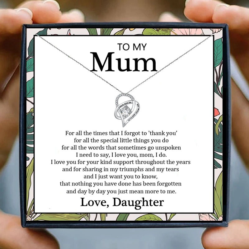 Mom Necklace Gift for Women Fashion Jewelry Heart Pendant Necklace Female Chain Necklace daughter son Birthday Family