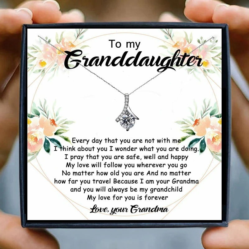 Gifts for Granddaughter Necklace in Law Necklace Crystal Chain Necklaces for Women Pendant Jewelry Christmas Collares Bijoux