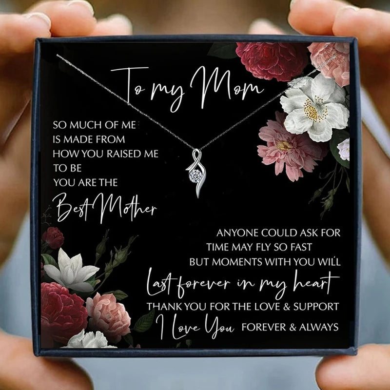 Mom Jewelry Gift Women Necklace Crystal Chain Necklace Mother & Daughter Pendant Necklaces Jewelry Christmas Mother's Day Gift