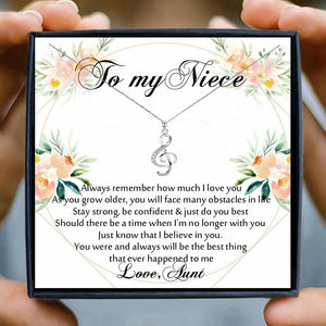 Music Note Pendant Necklace for Niece Gift Crystal Choker Necklaces Pendants Women Clavicle Chain Lady Feminino Collar Christmas