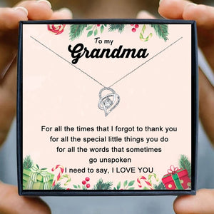 Christmas Gift for Grandma Necklace Women Fashion Jewelry Heart Pendant Necklace Female Chain Necklace Grandson Birthday Family