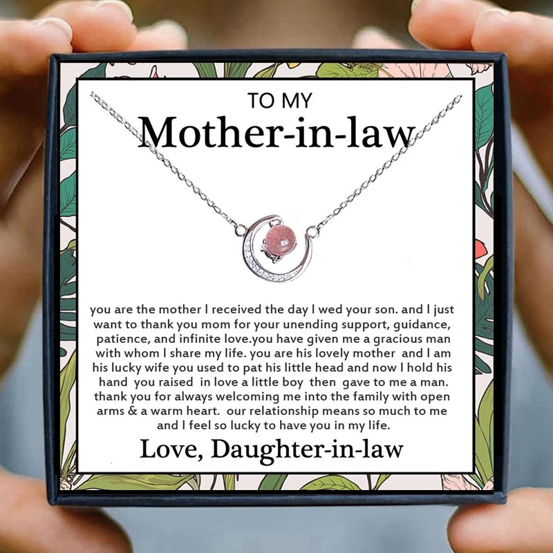 New Mom Necklaces for Women Birthday Gifts Choker Necklaces & Pendant to Mother From Daughter-in-law Crystal Moom Jewelry