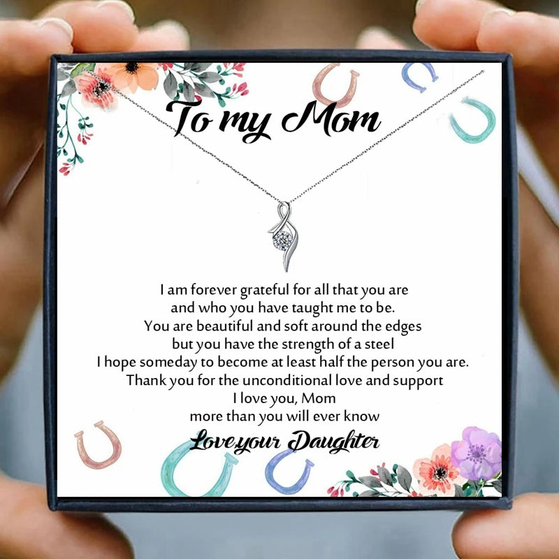 Mom Jewelry Gift Women Necklace Crystal Chain Necklace Mother & Daughter Pendant Necklaces Jewelry Christmas Mother's Day Gift