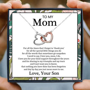 To My Mum Necklaces for Women Son Gift Heart Pendant Necklace Female Girl Crystal Chain Necklace Gifts Best Friends Jewelry