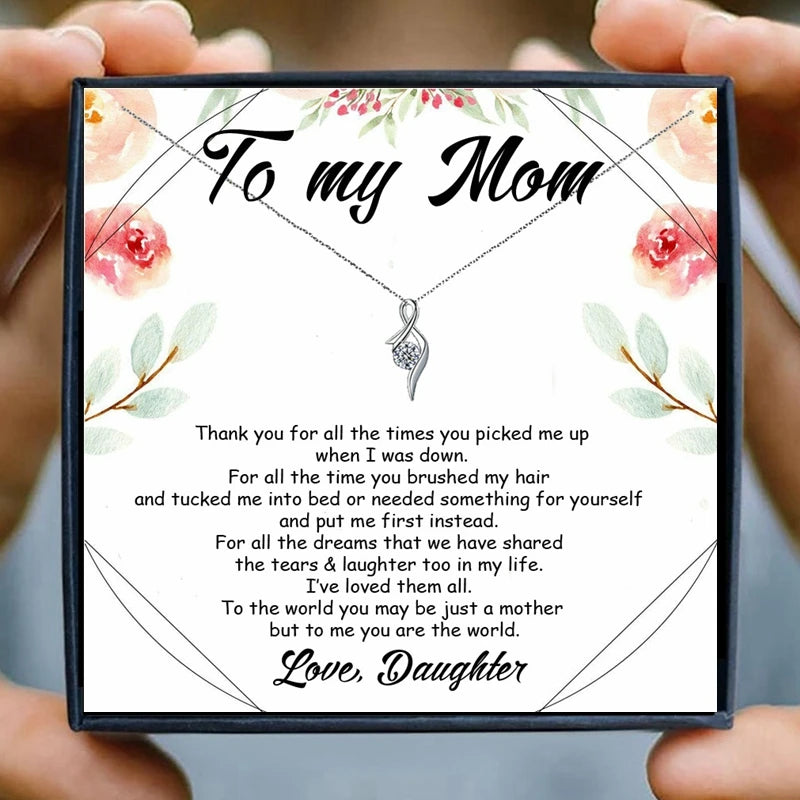 Mom Jewelry Gift Women Necklace Crystal Chain Necklace Mother & Daughter Pendant Necklaces Jewelry Christmas Mother's Day Gift