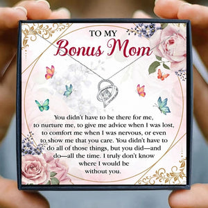 Bonus Mom Necklace Family Gifts Jewelry Clear Cubic Zirconia Pendant Necklaces For Women Wedding Gift Bonus Daughter Christmas