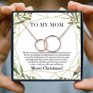Christmas Gift Gold Necklace Women Infinity Double Circles Pendant Two Interlocking Choker Necklaces & Pendant With Gift Box