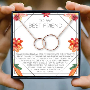 Rose Gold Necklace Friendship Women Infinity Double Circles Pendant Two Interlocking Choker Necklaces & Pendant Best Friend Gift