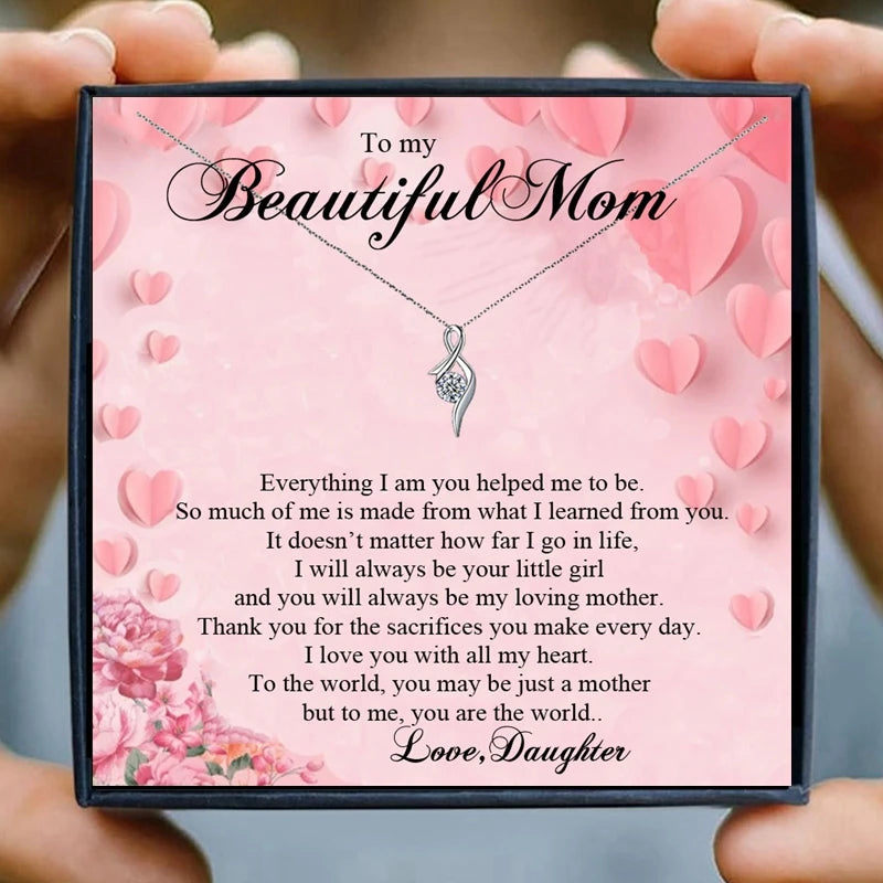 Mom Jewelry Gift Women Necklace Crystal Chain Necklace Mother & Daughter Pendant Necklaces Jewelry Christmas Mother's Day Gift