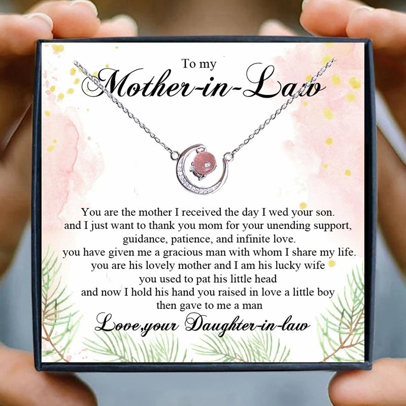 New Mom Necklaces for Women Birthday Gifts Choker Necklaces & Pendant to Mother From Daughter-in-law Crystal Moom Jewelry