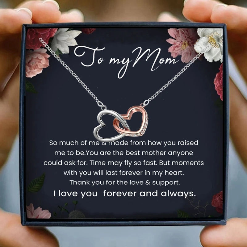 Mom Necklaces for Women Gift Heart Pendant Necklace Female Son Daughter Gifts Crystal Chain Necklace Best Friends Jewelry