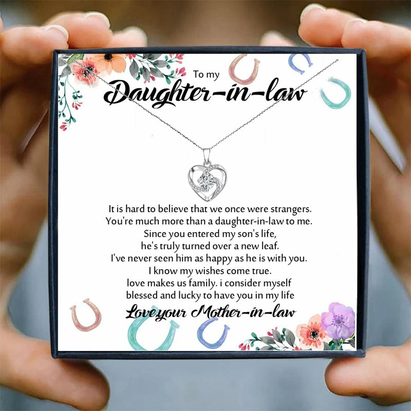 Hear Pendant Necklace Daughter in Law Jewelry Gifts Crystal Pendant Necklace Women Necklaces Pendants Gifts Birthday Christmas