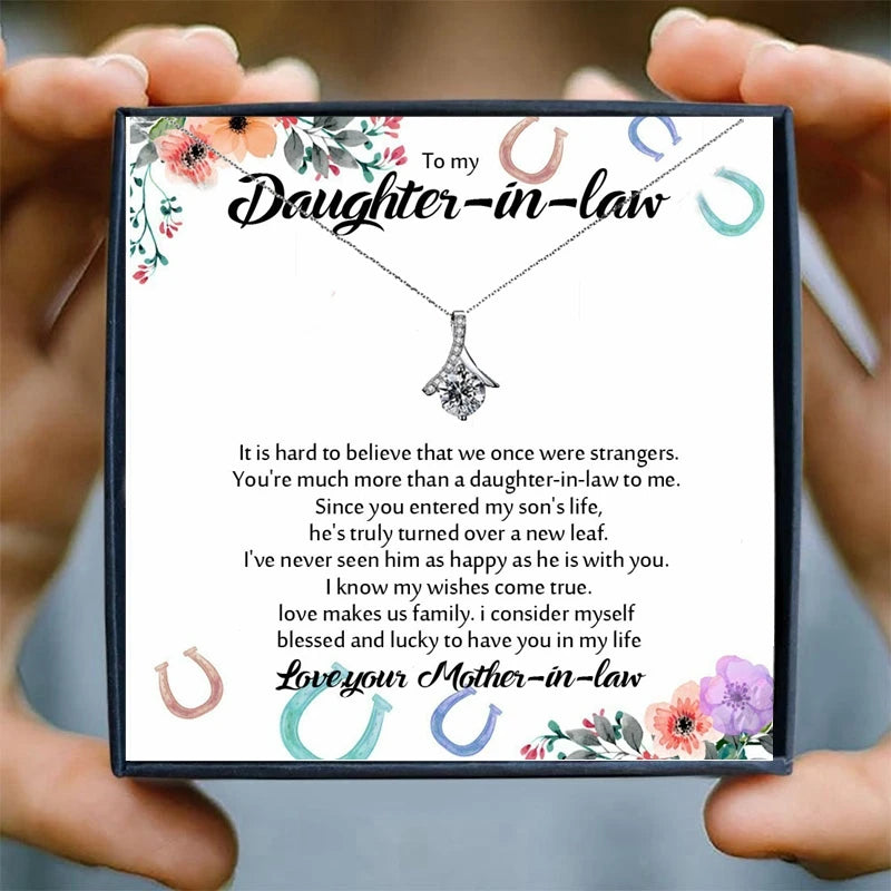 Necklace for Daught in Law Crystal Chain Necklaces for Women Mom Gift Best Friends Pendant Jewelry Christmas Collares Bijoux