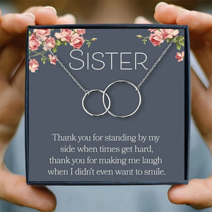 Sister Necklace Girly Friendship Necklaces for Women Two Interlocking Infinity Circles Gift Best Friend Rose Gold Necklace