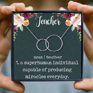 Teacher Gift Necklace female jewelry Teacher Appreciation Gift Thank You 2 Interlocking Circles Necklaces & Pendants For Women