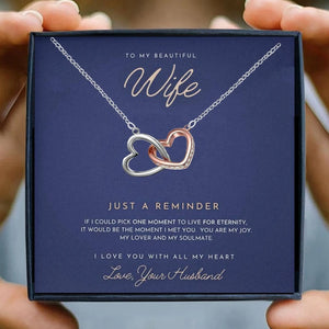 Soulmate Necklaces for Wife Gift Women Heart Pendant Necklace Female Girl Crystal Infinity Necklace Gifts Wife Lovers Jewelry