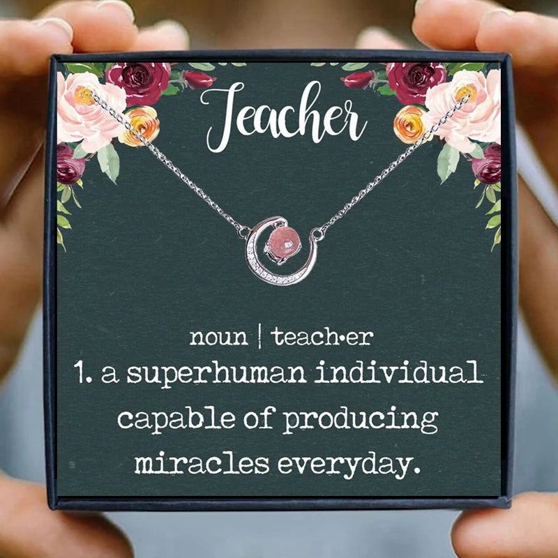 Teacher's Day Gifts for Women Necklace Crystal Moon Pendant Necklace Girly Choker Necklaces Pendants Collares Bijoux Birthday