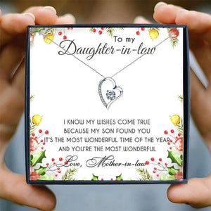 Daughter In Law Heart Pendant Necklace Jewelry Crystal Necklace for Women Daughter Gifts Christmas Necklaces Birthday Present