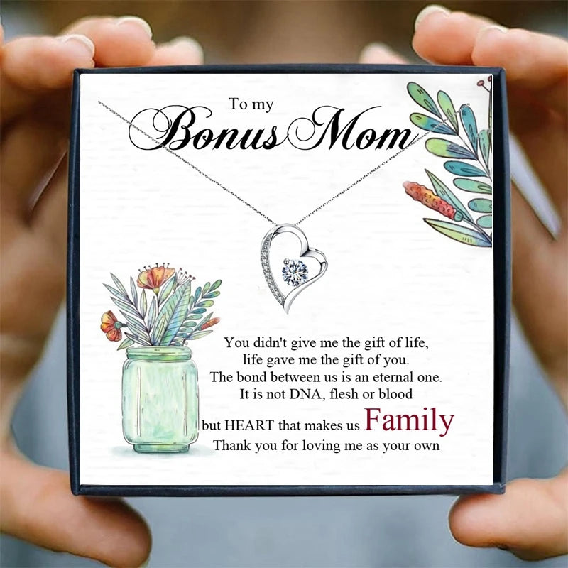 Mother In Law Chain Necklaces for Women Gift I Love You to The Moon and Back Crystal Pendant Necklace Female Christmas Family