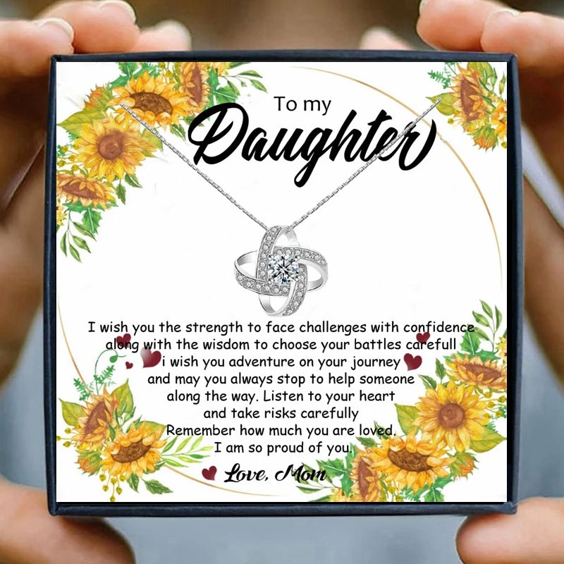 Heartfelt Family Bond: Girly Crystal Pendant Necklace